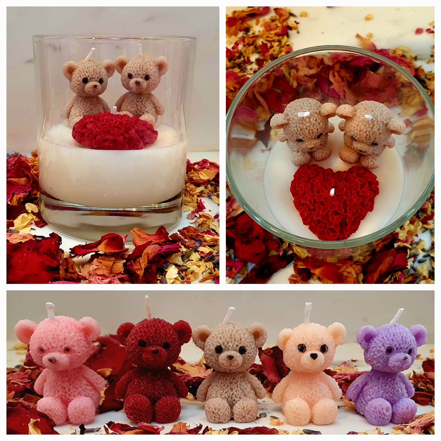 Teddies in love set in a 30cl glass